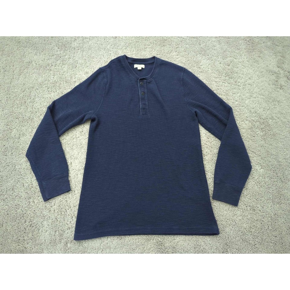 J Crew Sweater Mens Large Blue Pullover Henley Long Sleeve Broken-in Slim Knit